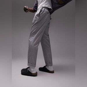 Topman Tapered Linen Mix Pants